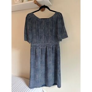 Banana Republic Women's Blue White Geometric Print‎ Dress Size 10 Career